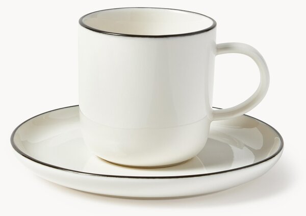 Porcelánové šálky na kávu's podšálkami Facile, 2 ks
