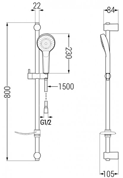 Mexen Milo DF05 sprchový set, čierny - 713154DF05-70