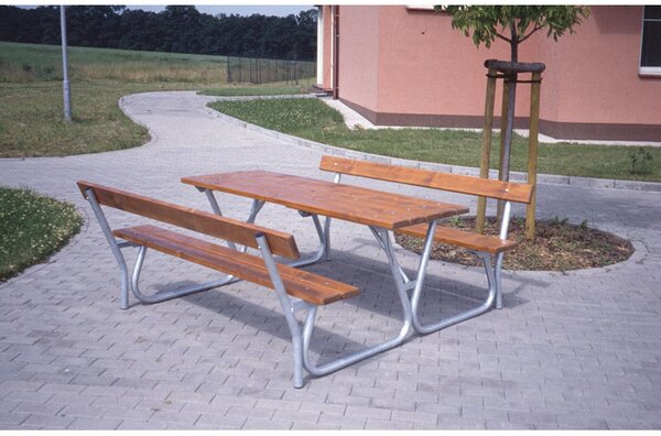 Vonkajší stôl s lavicami a operadlami, 1800 mm