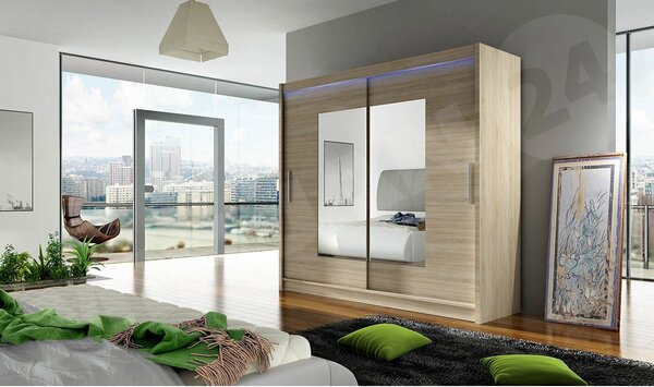 Mirjan24 Skriňa London VII, Farby: čierna, Osvetlenie: osvetlenie LED RGB - farebné 5902928553246