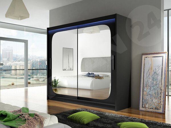 Mirjan24 Skriňa London VIII, Farby: čierna, Osvetlenie: bez osvetlenia 5902928088427