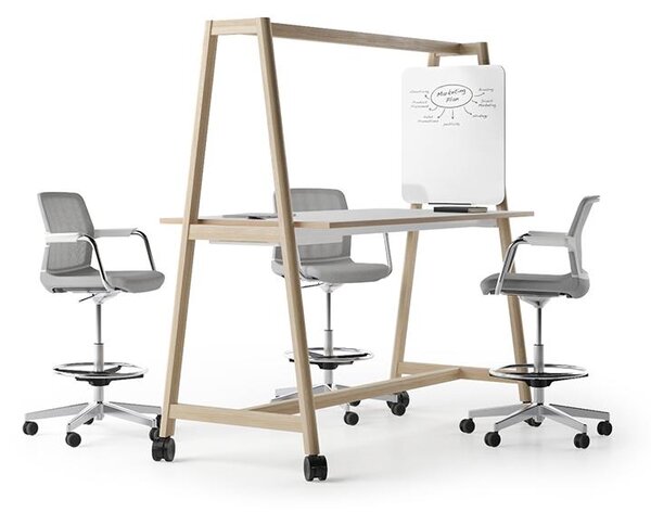 NARBUTAS - Rokovací stôl NOVA WOOD MULTIPURPOSE HPL s kolieskami - 140 x 90 x 105 cm
