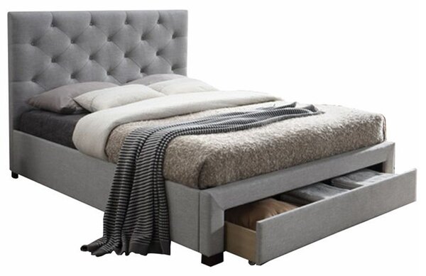 Tempo Kondela Moderná posteľ s úložným priestorom, sivá látka, 180x200, SANTOLA