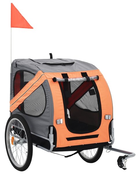 Vozík za bicykel pre psa, oranžová a sivá