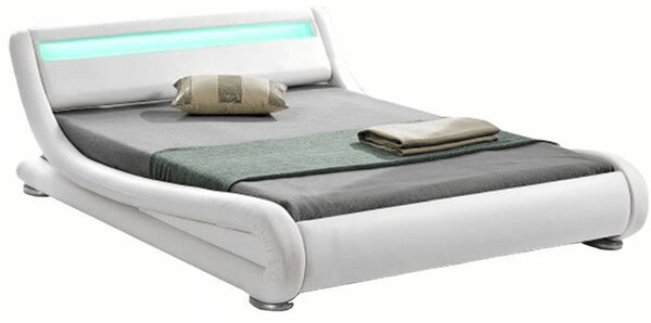 KONDELA Moderná posteľ s RGB LED osvetlením, biela, 160x200, FILIDA