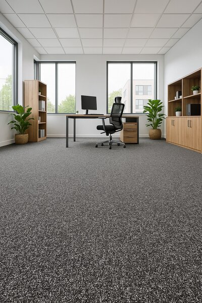 Timzo , Koberec metráž Mammut 8028 charcoal, na mieru, šíře 4m, šedá, ab (mriežka), chodba / predsieň