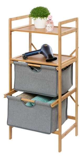 Sivo-hnedý bambusový kúpeľňový regál 44x96 cm Bahari - Wenko