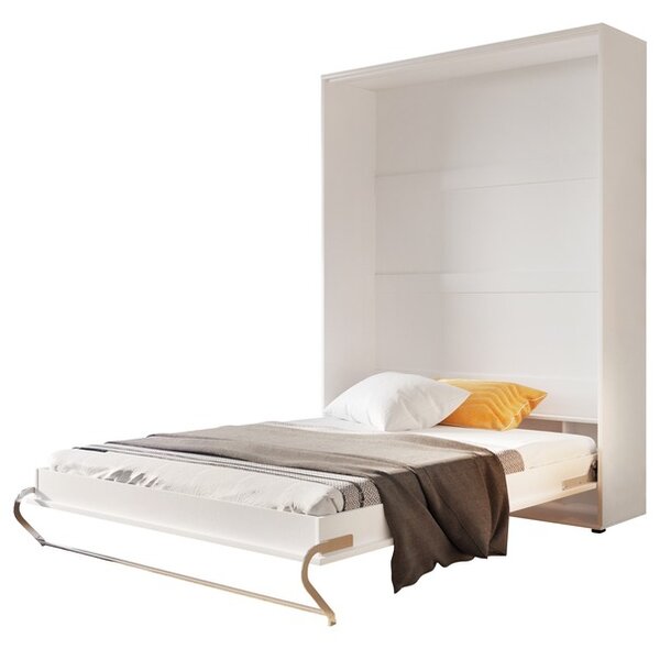 Sklápacia posteľ CONCEPT PRO CP-01 biela matná, 140x200 cm, vertikálna