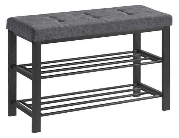 Botník s lavicou so sivým sedákom MOBRIX 81x49 cm, čierny