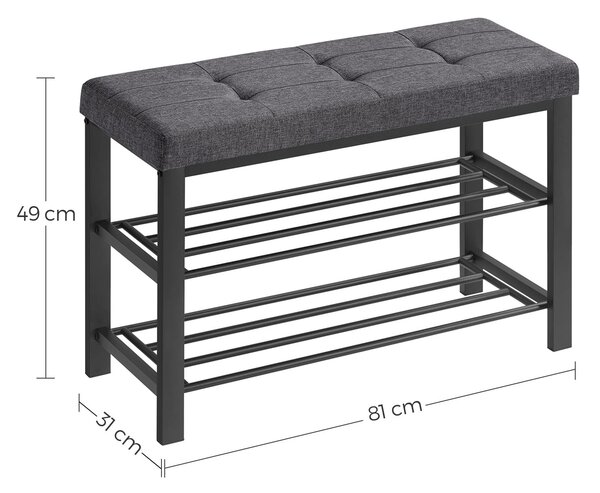 Botník s lavicou so sivým sedákom MOBRIX 81x49 cm, čierny
