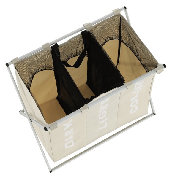 KONDELA Látkový kôš na bielizeň, sivobéžová, LAUNDRY NEW TYP 3