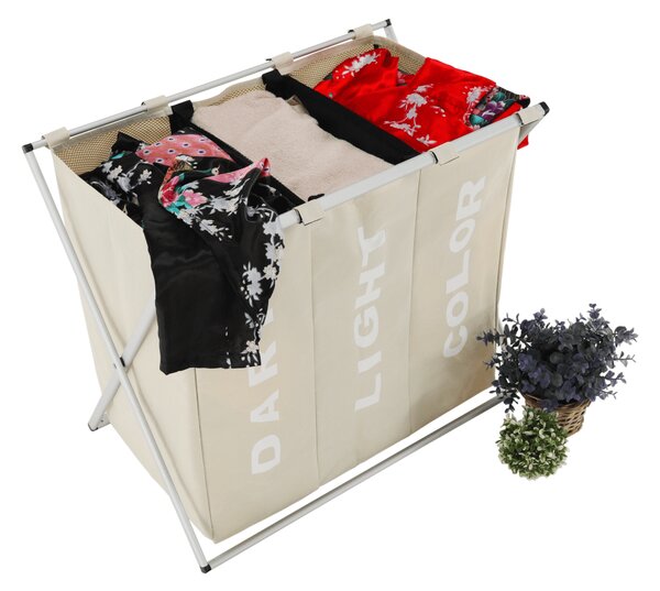 KONDELA Látkový kôš na bielizeň, sivobéžová, LAUNDRY NEW TYP 3