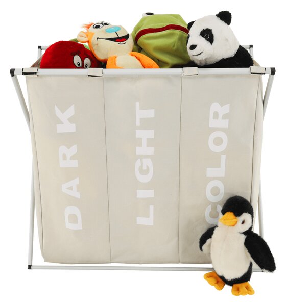 KONDELA Látkový kôš na bielizeň, sivobéžová, LAUNDRY NEW TYP 3