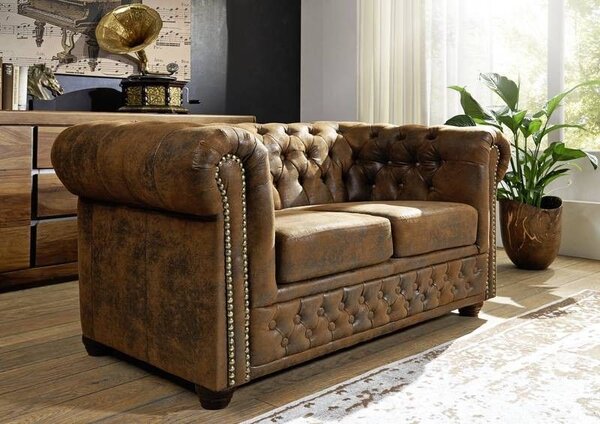 CAMBRIDGE Sedačka Chesterfield 148 cm, hnedá