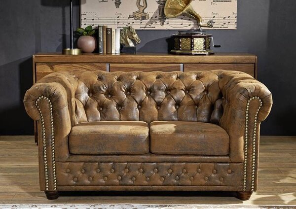 CAMBRIDGE Sedačka Chesterfield 148 cm, hnedá