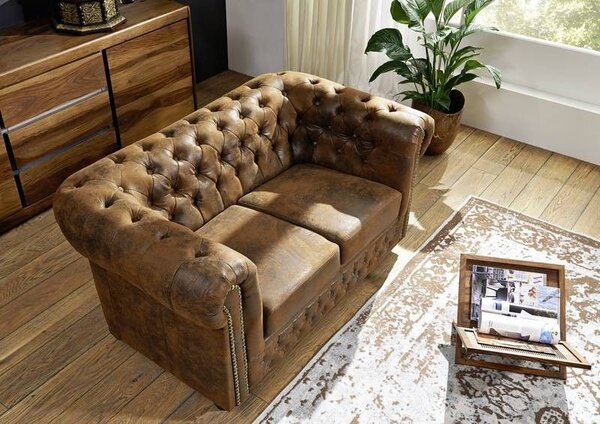 CAMBRIDGE Sedačka Chesterfield 148 cm, hnedá