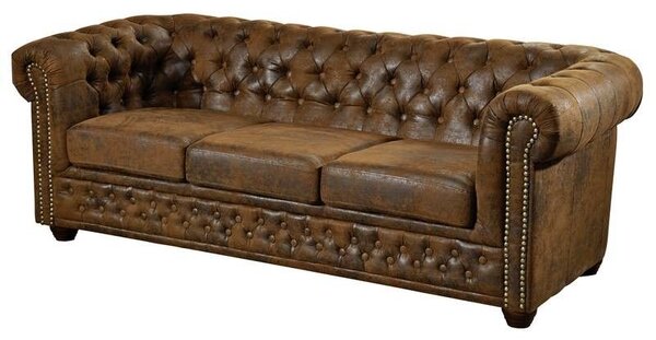 CAMBRIDGE Sedačka Chesterfield 203 cm, hnedá