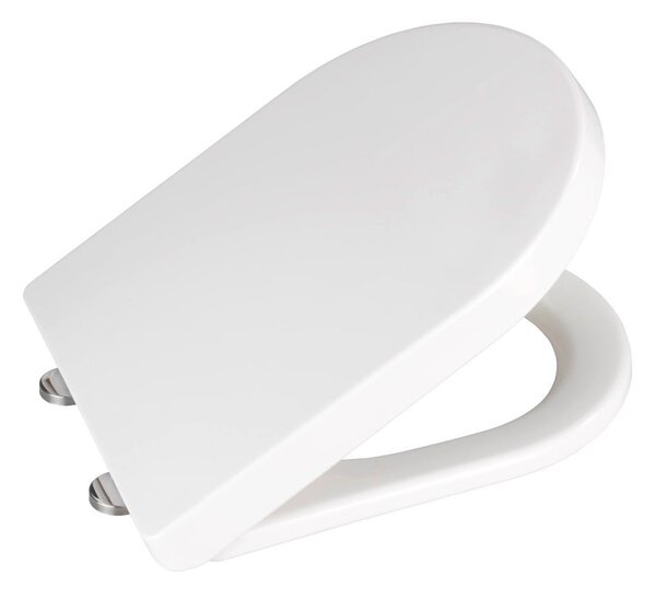 Biele WC sedadlo s jednoduchým zatváraním Wenko Calla, 47 × 35,5 cm