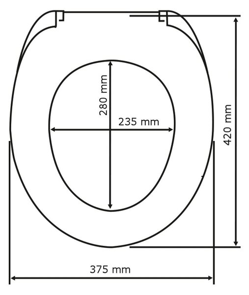 Biele WC sedadlo s jednoduchým zatváraním Wenko Kos, 44 × 37,5 cm