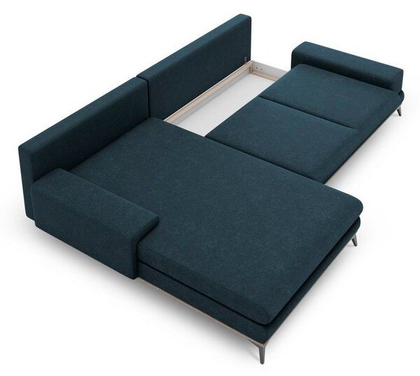 Petrolejovomodrá rozkladacia rohová pohovka Windsor & Co Sofas Planet, ľavý roh