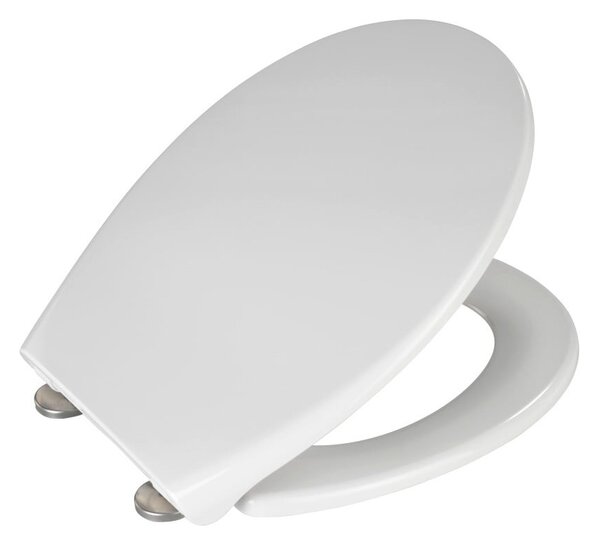 Biele WC sedadlo s jednoduchým zatváraním Wenko Samos, 44,5 x 37,5 cm