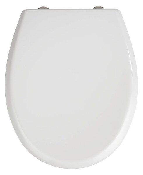 Biele WC sedadlo s jednoduchým zatváraním Wenko Gubbio, 44,5 × 37 cm