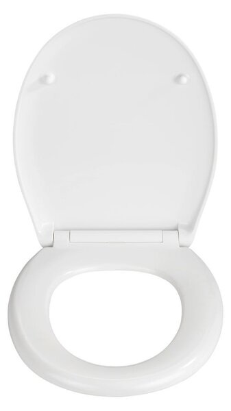 Biele WC sedadlo s jednoduchým zatváraním Wenko Rieti, 44,5 x 37 cm