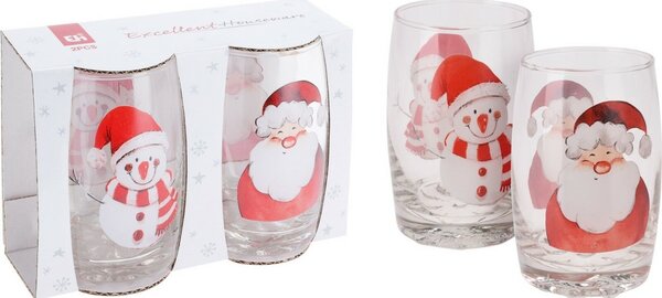 2-dielna sada pohárov Santa a Snehuliak, 300 ml