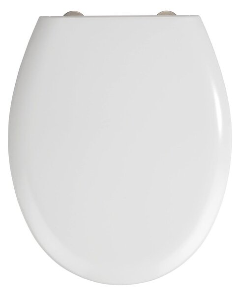 Biele WC sedadlo s jednoduchým zatváraním Wenko Rieti, 44,5 x 37 cm