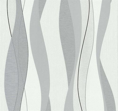 Vliesová tapeta, vlnovky sivé, Einfach Shöner 1331110, P+S International, rozmer 10,05 m x 0,53 m