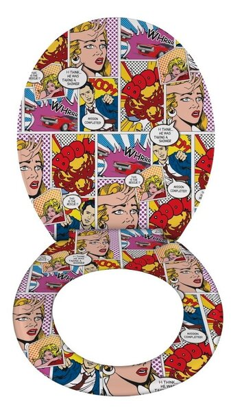 WC sedadlo s jednoduchým zatváraním Wenko Pop Art, 45,5 × 38 cm