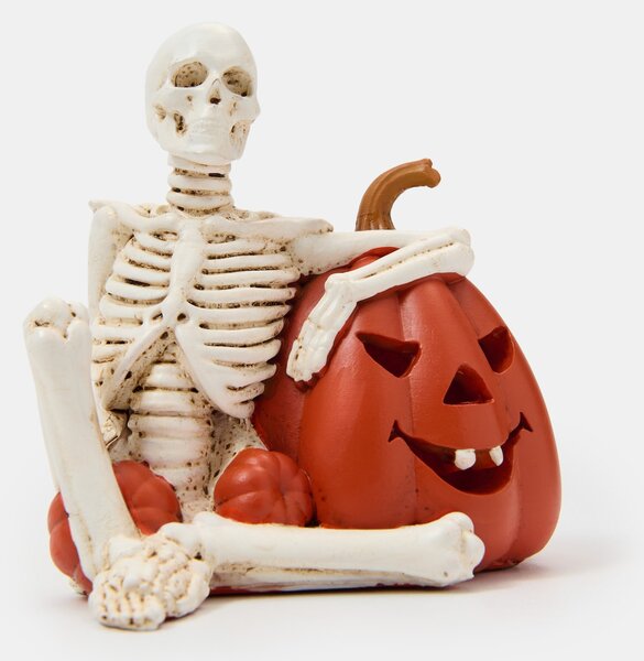 Sinsay - Halloweenska LED dekorácia v tvare kostlivca a tekvice - biela