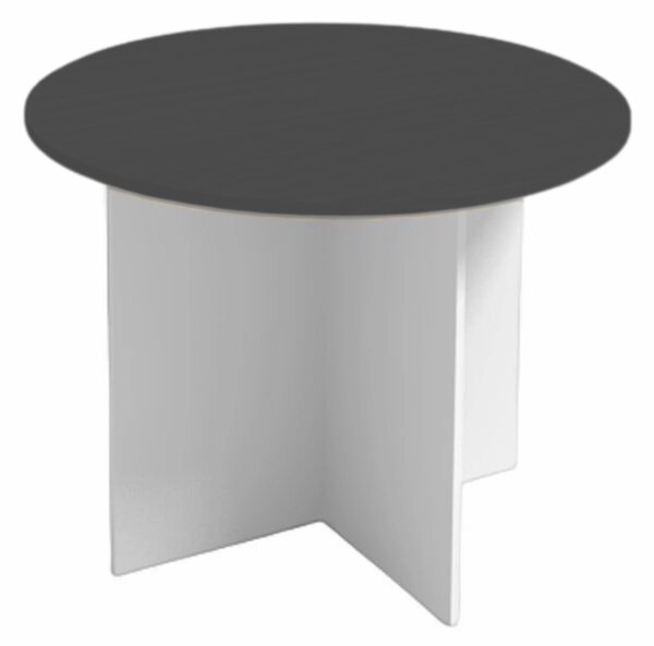 Rokovací stôl s guľatou doskou PRIMO WHITE, priemer 100 cm, biela/grafit