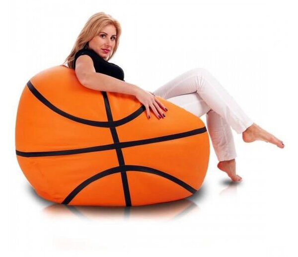 Sedací vak Basketbalová lopta ekokoža TiaHome - svetlo oranžová