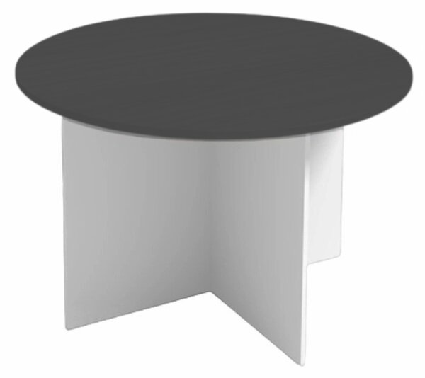 Rokovací stôl s guľatou doskou PRIMO WHITE, priemer 120 cm, biela/grafit