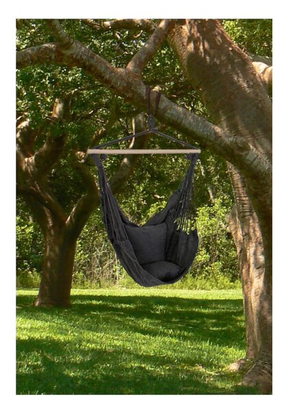 Čierne polstrované závesné záhradné kreslo Tobago – Garden Pleasure