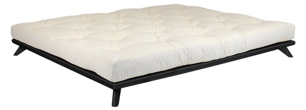 Dvojlôžková posteľ z borovicového dreva s matracom Karup Design Senza Comfort Mat Black/Natural, 140 × 200 cm