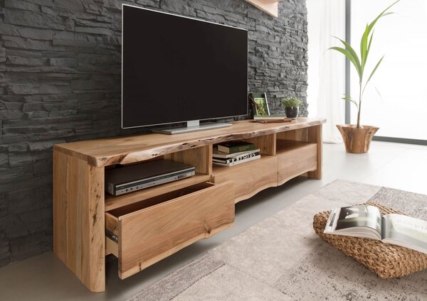 WOODLAND TV stolík 191x50 cm, prírodná, akácia