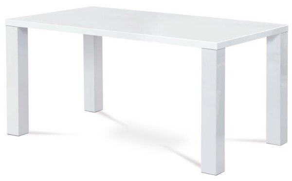 Jedálenský stôl SEBASTIAN biela vysoký lesk, 160x90 cm