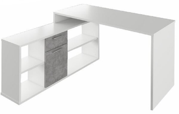 TEMPO PC stôl, biela / betón, NOE NEW