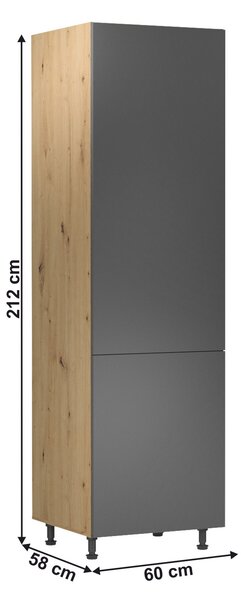NovýNábytok.sk Potravinová kuchynská skrinka D60R Langari (dub artisan + sivá matná) (L). Vlastná spoľahlivá doprava až k Vám domov. 1016897