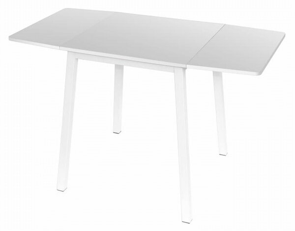 TEMPO Jedálenský stôl, MDF foliovaná/kov, biela, 60-120x60 cm, MAURO
