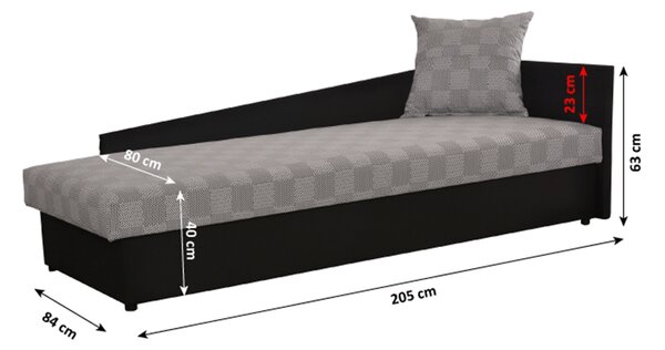 KONDELA Váľanda s úložným priestorom, čierna/sivá vzor, pravá, JUDIT