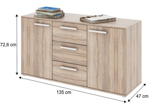 KONDELA Komoda, dub sonoma, DUNAJ TYP 11