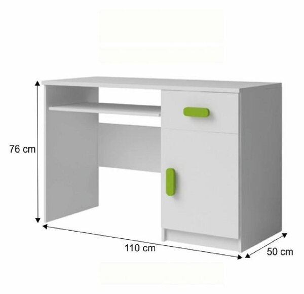 KONDELA PC stôl, bez úchytiek, biela, SVEND TYP 8