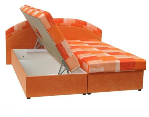 KONDELA Manželská posteľ, pružinová, oranžová/vzor, KASVO