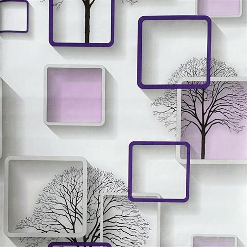 Samolepiace tapety 45 cm x 10 m IMPOL TRADE T79 stromy s rámčekmi s 3D efektom fialová samolepiace tapety