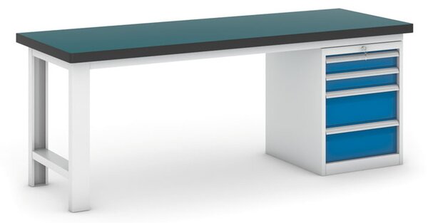 Dielenský stôl GB s kontajnerom, 2100 mm, 4x zásuvka