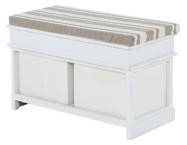 KONDELA Lavica s vankúšom, 2 šuplíky, biela/svetlohnedá, SEAT BENCH 1 NEW