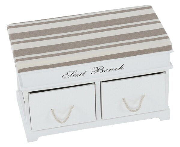 KONDELA Lavica s vankúšom, 2 šuplíky, biela/svetlohnedá, SEAT BENCH 1 NEW